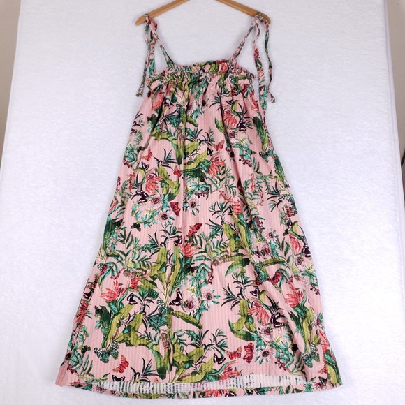 H&M Tropical Floral Maxi Sundress Size 4 Pink Boho Festival Beachwear - Picture 5 of 8